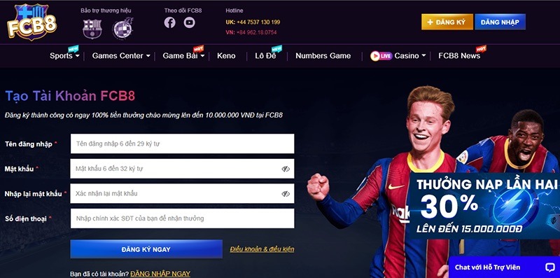 Hướng dẫn đăng ký FCB8 chi tiết từng bước cho tân thủ