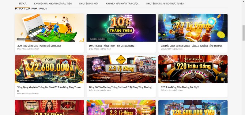 Khuyến mại 188Bet – Cập nhật những ưu đãi 188Bet nóng hiện có